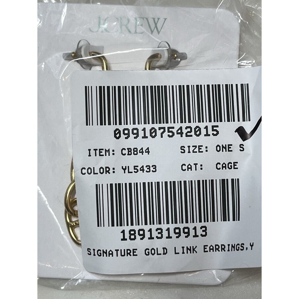 J Crew Signature Gold Link Earrings Shiny Matte Gold Tone Chain Dangle Statement - Picture 6 of 6